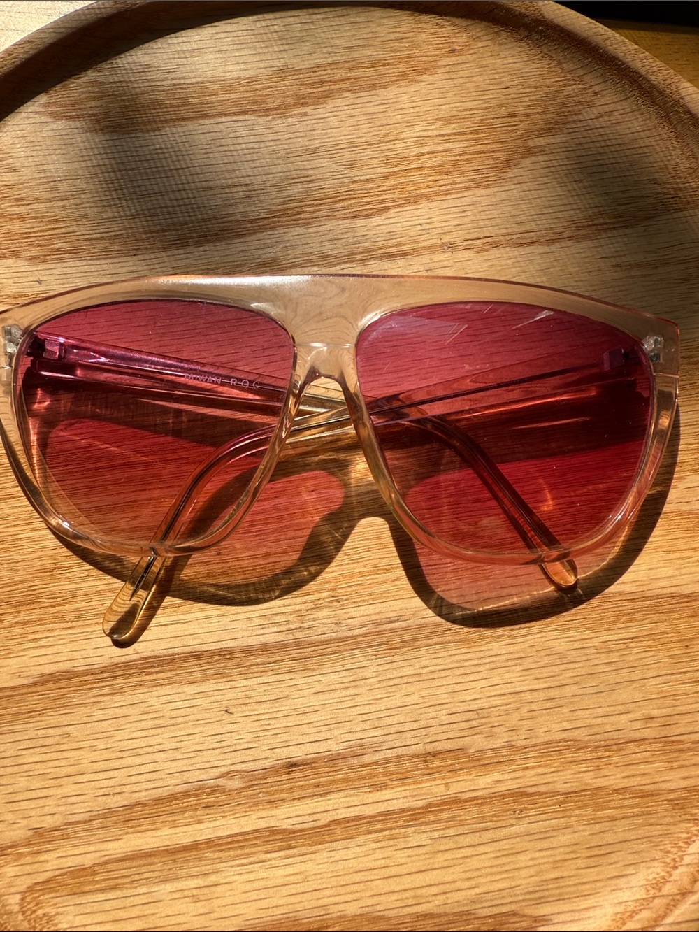 Vintage sunglasses,Clear Frame Pink Lens Women's Sunglasses